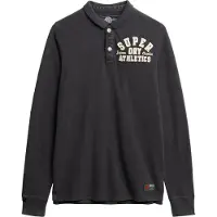 Superdry per uomo. M1110435A Polo Vintage Athletic Nero (S), Casual, Cotone, Manica lunga