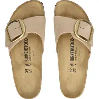 Birkenstock per donna. 1024009 Sandali in Pelle Madrid Big Buckle nabuk (Vestibilità Stretta) marrone (42), Basso, Nessuno, Casual