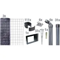 Alberts 669362, sistema completo per recinzione "Fix-Clip Pro", da fissare nel cemento, colore antracite, altezza 102 cm, lunghezza 75 metri