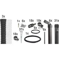 Alberts 631574 Recinzione in rete metallica come set completo di recinzione, con manicotto a terra carrabile, antracite metallizzato, altezza 150 cm, lunghezza 75 m