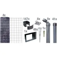 Alberts 669409, sistema completo per recinzione "Fix-Clip Pro", da fissare nel cemento, colore antracite, altezza 122 cm, lunghezza 100 metri