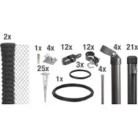Alberts 631451 Recinzione in rete metallica come set completo di recinzione, con manicotto a terra carrabile, antracite-metallico, altezza 80 cm, lunghezza 50 m