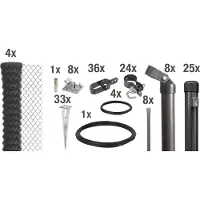 GAH Alberts 631468 Recinzione in rete metallica come set completo di recinzione, con manicotto a terra carrabile, antracite metallizzato, altezza 80 cm, lunghezza 60 m