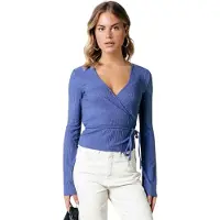 Colourful Rebel Winona Structure Wrap Top Rain Washed Blue Taglia: XS | Maglie a manica lunga Outlet | Donna | Blu