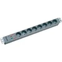 Bachmann , multipresa da 19" in alluminio, 1U, 8 prese, 35°, grigio, 2,0 m, senza interruttore