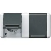 JUNG Presa di corrente SCHUKO, 2-gang 16A 250V 8220-1 W