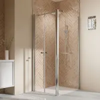 Breuer Porta doccia laterale a battente ELANA 2.0 Express Q72, dimensioni 80 x 200 cm, profilo argento, vetro trasparente con trattamento anti-sporco. Marca: