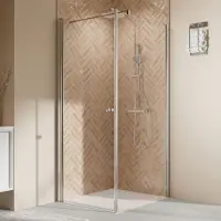 Breuer Porta doccia laterale a battente ELANA 2.0 Express Q72, dimensioni 90 x 200 cm, profilo argento, vetro trasparente con trattamento anti-sporco