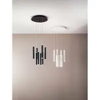 FABAS LUCE Lampada a sospensione a LED Prado, nera, a 8 luci, Ø 40 cm, dimmerabile