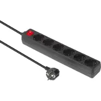 Microconnect 6-way Schuko Socket 5M Black (GRU0065B)