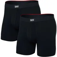 Saxx Vibe Xtra Boxer Brief Fly 2-Pack Intimo sintetico Uomo (XL, nero)