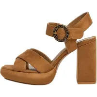 Pepe Jeans per donna. PLS90701 Sandali marroni con logo Lenny (37), Marrone, 8 a 10cm, Fibbia, Casual, Da sera