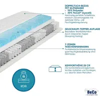 Beco Materasso Royal Komfort Gel / 100 x 200 cm / H2 / 26 cm / Molle insacchettate con topper