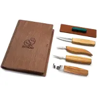 BeaverCraft Set of 4 Knives S09 Book, set per l'intaglio del legno con scatola in legno