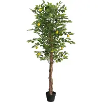 vidaXL Limone artificiale con 3 tronchi verde 180 cm PP