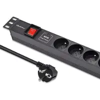 Qoltec Striscia di prese PDU in alluminio per RACK 19'' | 1U | 16A | 6xFRANZÖSISCH | 1,8m