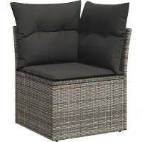 vidaXL Set di divani da giardino 9 pezzi con cuscini in polirattan grigio