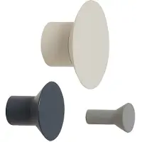 Hubsch Ganci per cappotti, set di 3, ferro, nero/grigio