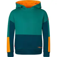 TROLLKIDS Kid's Rondane Sweater Felpa con cappuccio Bambini (128, blu/turchese)