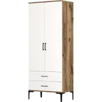 Skye Decor , Kumsal T - Noce, Bianco, Armadio, Noce, 100% PANNELLI DI PARTICELLE RIVESTITI IN MELAMMINA, 80 x 201,4 x 47,5 cm