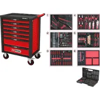 Ks Tools RACINGline SCHWARZ/ROT Carrello da officina con 7 cassetti