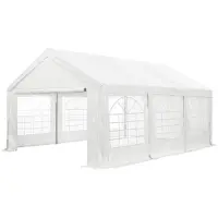 Juskys Tenda per feste Gala 4 x 6 m - telone con protezione UV, pareti laterali flessibili - gazebo stabile, grande - giardino per feste all'aperto - tendone bianco