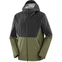 Salomon - Giacca traspirante e impermeabile - Outerpath 2.5L Jacket M Deep Black/Grape Leaf per Uomo - Taglia L - Verde
