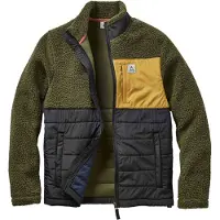 Passenger Born Explorer Recycled Polar-Lined Sherpa Fleece Giacca in pile Uomo (S, olivia/nero)