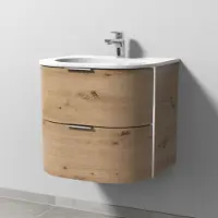 Sanipa 4balance: lavabo in Vetroceramica + mobile sottolavabo da 60 cm con 2 cassetti e maniglia
