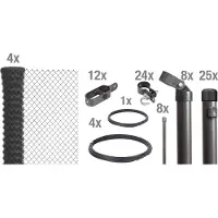Alberts 635008 Recinzione in rete metallica come set completo di recinzione, per la posa nel calcestruzzo, antracite metallizzato, altezza 125 cm, lunghezza 60 m