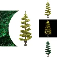 vidaXL Albero di Natale a spirale con luci e vaso verde 120 cm - Alberi di Natale
