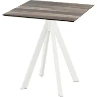 Essentials Infinity - Tavolo da terrazzo, struttura bianca + piano in HPL effetto legno tropicale, 70x70 cm, 1 pezzo