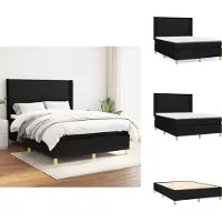 vidaXL Letto a molle con materasso nero 140x200 cm in tessuto - Letti e strutture letto