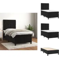 vidaXL Letto a molle con materasso nero 90x190 cm in velluto - Letti & Reti
