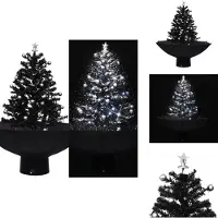 vidaXL Albero di Natale innevato con base ad ombrello nero 75 cm PVC - Alberi di Natale