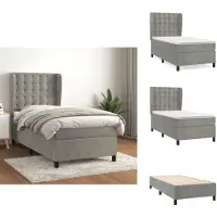 vidaXL Letto a molle con materasso grigio chiaro 90x200 cm in velluto - Letti e strutture letto