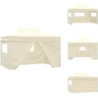 vidaXL Tenda pieghevole pop-up con 4 pannelli laterali 3 x 4,5 m bianco crema - Padiglioni e tendoni per feste