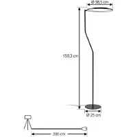 LINDBY Piantana LED Rayon, nero, metallo, altezza 150,3 cm