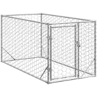 vidaXL Cuccia per cani da esterno con porta 2x1x1 m Acciaio zincato