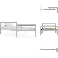 vidaXL Struttura letto in metallo grigio e bianco 100 × 200 cm - Letti e strutture letto