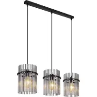 Globo Lampada a sospensione Gorley, fumé/nero, a 3 luci, 80 cm, vetro, E27