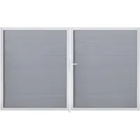 GROEN & JANSSEN Cancello a innesto GroJa BasicLine a 2 ante 300x180 cm telaio in alluminio EV1 grigio argento DIN sinistro