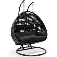 HOME DELUXE - Sedia sospesa TWIN - nero, altezza 195 cm - incl. struttura, cuscini di seduta e di schienale I Sedia sospesa in polyrattan, altalena da giardino, cesto sospeso