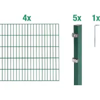 Alberts Recinzione a pannelli doppi , modello 646493, set completo da 10 pezzi, colore verde, altezza 80 cm, lunghezza totale 8 metri