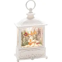 Konstsmide Lanterna ad acqua LED "Babbo Natale volante sul villaggio", bianca, riempita d'acqua, con interruttore on/off, timer di 5 ore, 1 diodo bianco caldo, a batteria, per interni - 4395-200