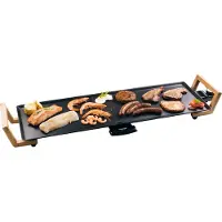 Bestron Griglia elettrica da tavolo , piastra teppanyaki XL dal design asiatico, divertimento alla griglia per 6 persone, superficie grill extra large, 1.800 W, colore: nero
