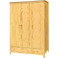Möbilia Armadio | con 3 ante e 2 cassetti | legno massello di pino | verniciato color naturale | L 144 x P 58 x A 190 cm | 19020055 | Serie SCHRANK