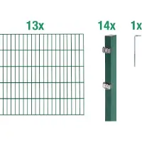 Alberts 646356 Recinzione a doppia rete metallica come set completo da 28 pezzi, verde, altezza 80 cm, lunghezza 26 m