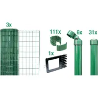 Alberts 668914 Fix-Clip Pro come set completo di recinzione, da fissare nel calcestruzzo, verde, altezza 81 cm, lunghezza 75 m