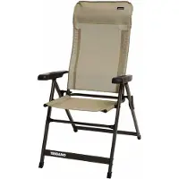 Trigano - Sedia da Camping - Fauteuil Alu Dos Haut Slim Moka - Beige